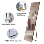 Acekool Miroir pleine longueur 65 x 23 pouces, miroir mural cadre en bois, verre HD incassable, pour chambre à coucher, salon, dressing
