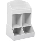 Étagère de rangement pour jouets et livres Acekool pour enfants, bibliothèque à 3 niveaux en tissu avec 2 bacs de rangement, bois de pin, sécurité enfant, 35x14x39 pour salle de jeux ou chambre