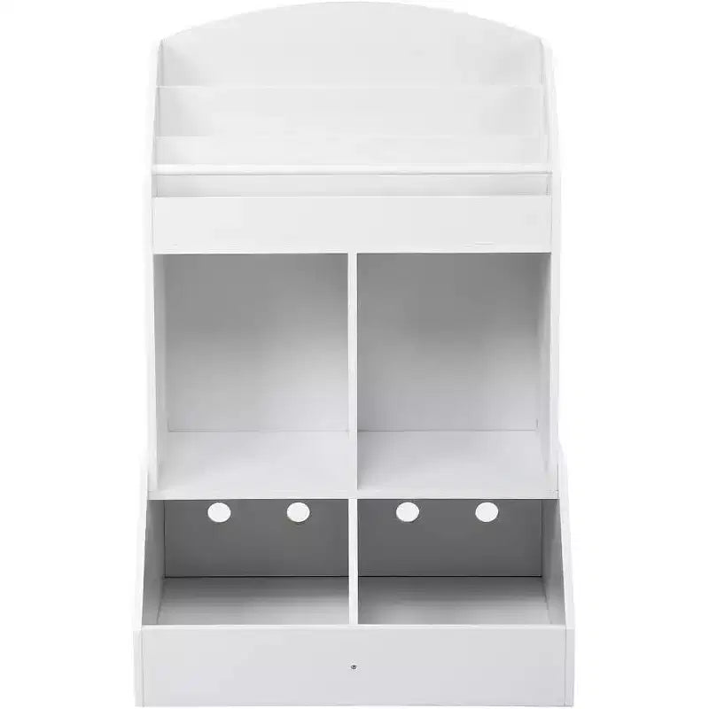 Étagère de rangement pour jouets et livres Acekool pour enfants, bibliothèque à 3 niveaux en tissu avec 2 bacs de rangement, bois de pin, sécurité enfant, 35x14x39 pour salle de jeux ou chambre