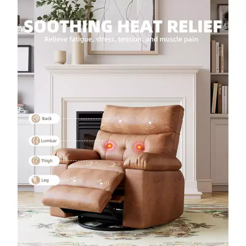 Fauteuil Inclinable Large Surdimensionné - Chauffant et Massant, Grand Fauteuil Inclinable Manuel en Cuir PU pour Adultes, avec Rembourrage en Éponge 1,5 Fois Plus Épais et Mécanisme d'Inclinaison Facile
