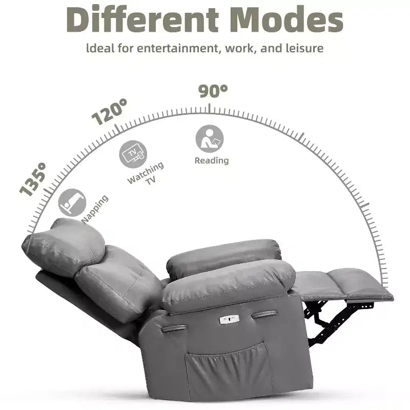 Fauteuil Inclinable Large Surdimensionné - Chauffant et Massant, Grand Fauteuil Inclinable Manuel en Cuir PU pour Adultes, avec Rembourrage en Éponge 1,5 Fois Plus Épais et Mécanisme d'Inclinaison Facile