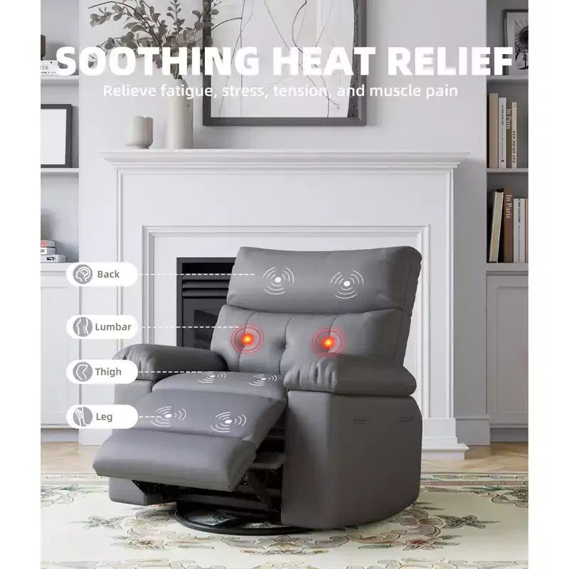 Fauteuil Inclinable Large Surdimensionné - Chauffant et Massant, Grand Fauteuil Inclinable Manuel en Cuir PU pour Adultes, avec Rembourrage en Éponge 1,5 Fois Plus Épais et Mécanisme d'Inclinaison Facile