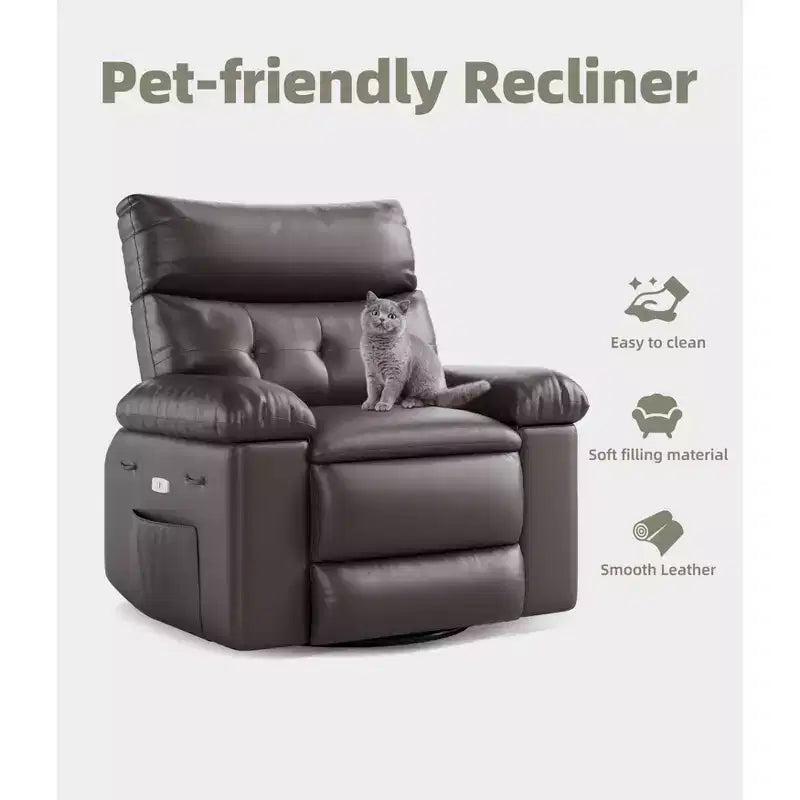 Fauteuil Inclinable Large Surdimensionné - Chauffant et Massant, Grand Fauteuil Inclinable Manuel en Cuir PU pour Adultes, avec Rembourrage en Éponge 1,5 Fois Plus Épais et Mécanisme d'Inclinaison Facile