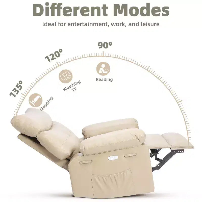 Fauteuil Inclinable Large Surdimensionné - Chauffant et Massant, Grand Fauteuil Inclinable Manuel en Cuir PU pour Adultes, avec Rembourrage en Éponge 1,5 Fois Plus Épais et Mécanisme d'Inclinaison Facile