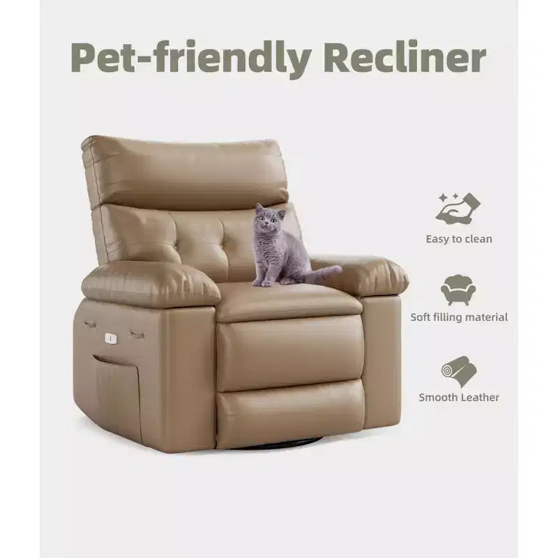 Fauteuil Inclinable Large Surdimensionné - Chauffant et Massant, Grand Fauteuil Inclinable Manuel en Cuir PU pour Adultes, avec Rembourrage en Éponge 1,5 Fois Plus Épais et Mécanisme d'Inclinaison Facile