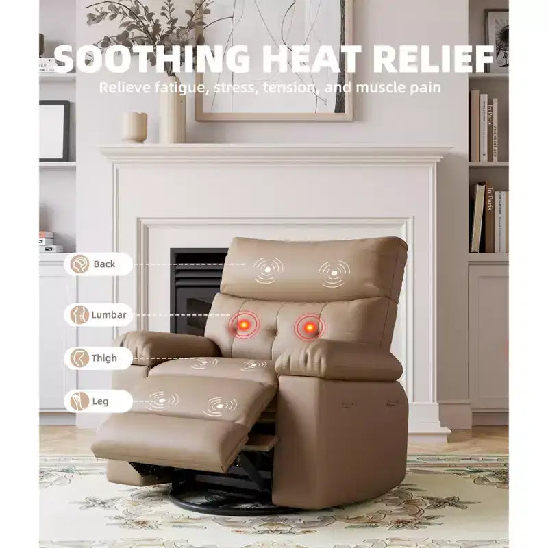 Fauteuil Inclinable Large Surdimensionné - Chauffant et Massant, Grand Fauteuil Inclinable Manuel en Cuir PU pour Adultes, avec Rembourrage en Éponge 1,5 Fois Plus Épais et Mécanisme d'Inclinaison Facile