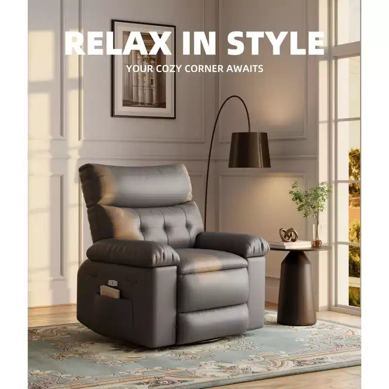 Fauteuil Inclinable Large Surdimensionné - Chauffant et Massant, Grand Fauteuil Inclinable Manuel en Cuir PU pour Adultes, avec Rembourrage en Éponge 1,5 Fois Plus Épais et Mécanisme d'Inclinaison Facile