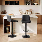 Tabourets de bar, tabourets de comptoir - Ensemble pivotant réglable en cuir PU souple, avec dossier et repose-pieds pour salle à manger, comptoir de cuisine