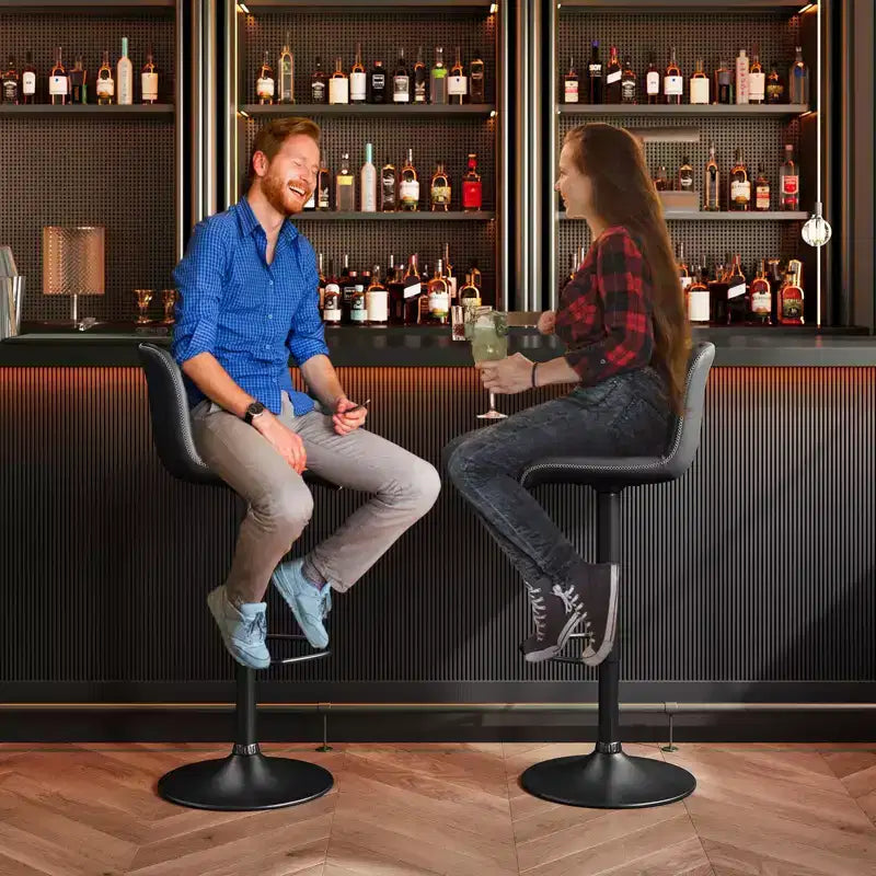 Tabourets de bar, tabourets de comptoir - Ensemble pivotant réglable en cuir PU souple, avec dossier et repose-pieds pour salle à manger, comptoir de cuisine