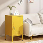 Table d'appoint en métal verrouillable Acekool avec porte unique, 2 étagères réglables, armoire de rangement minimaliste moderne pour chambre et salon, rose