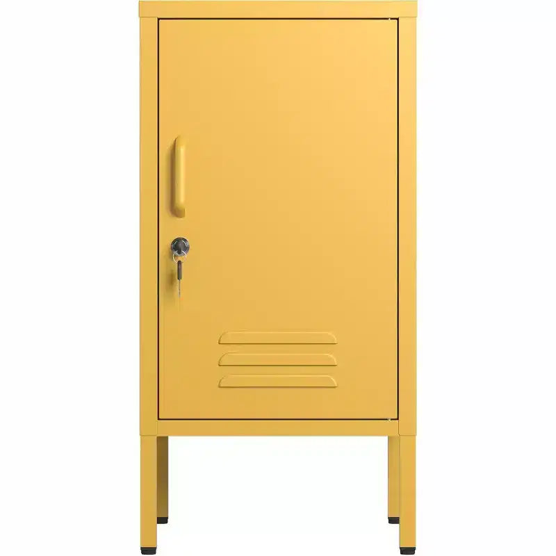 Table d'appoint en métal verrouillable Acekool avec porte unique, 2 étagères réglables, armoire de rangement minimaliste moderne pour chambre et salon, rose