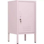 Table d'appoint en métal verrouillable Acekool avec porte unique, 2 étagères réglables, armoire de rangement minimaliste moderne pour chambre et salon, rose