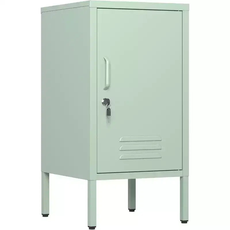 Table d'appoint en métal verrouillable Acekool avec porte unique, 2 étagères réglables, armoire de rangement minimaliste moderne pour chambre et salon, rose