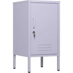Table d'appoint en métal verrouillable Acekool avec porte unique, 2 étagères réglables, armoire de rangement minimaliste moderne pour chambre et salon, rose