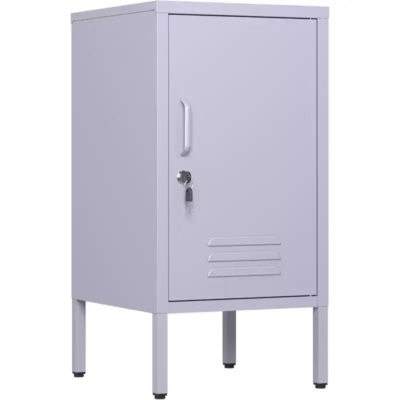 Table d'appoint en métal verrouillable Acekool avec porte unique, 2 étagères réglables, armoire de rangement minimaliste moderne pour chambre et salon, rose