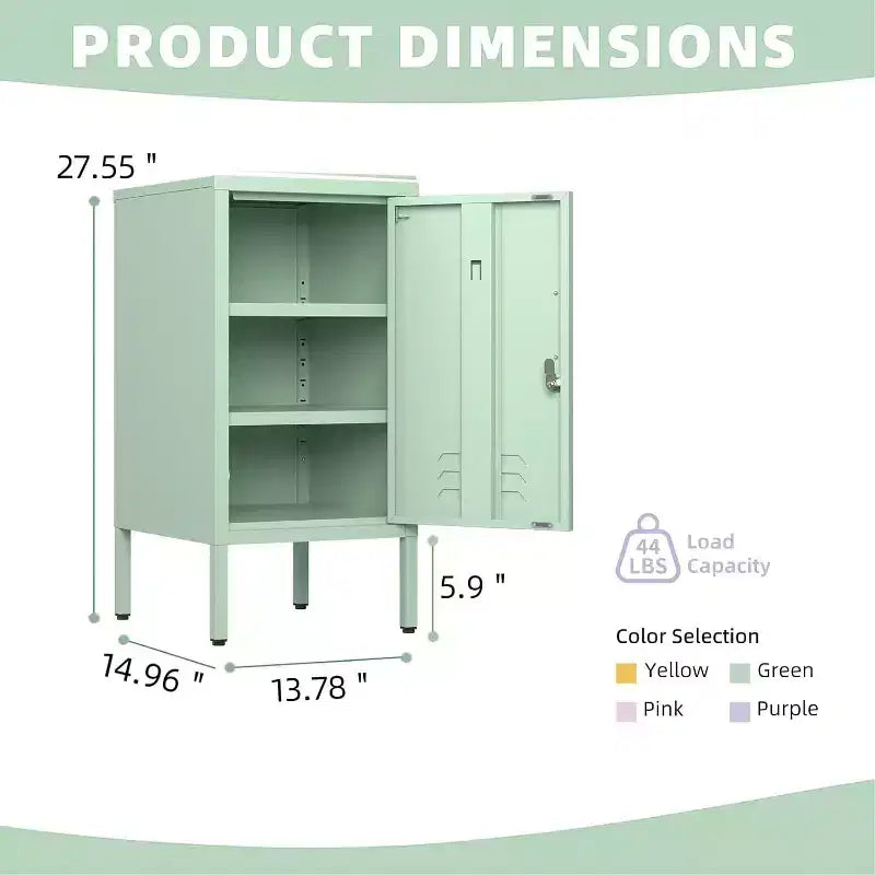 Table d'appoint en métal verrouillable Acekool avec porte unique, 2 étagères réglables, armoire de rangement minimaliste moderne pour chambre et salon, rose