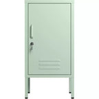 Table d'appoint en métal verrouillable Acekool avec porte unique, 2 étagères réglables, armoire de rangement minimaliste moderne pour chambre et salon, rose