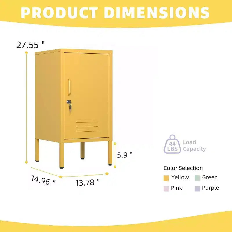 Table d'appoint en métal verrouillable Acekool avec porte unique, 2 étagères réglables, armoire de rangement minimaliste moderne pour chambre et salon, rose