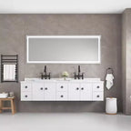 Acekool Miroirs muraux de salle de bain 72x30 pouces avec lumières 3 couleurs, miroir de courtoisie mural rectangulaire, miroir de courtoisie LED sans cadre pour salle de bain, blanc
