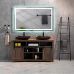 Acekool Miroirs muraux de salle de bain 72x30 pouces avec lumières 3 couleurs, miroir de courtoisie mural rectangulaire, miroir de courtoisie LED sans cadre pour salle de bain, blanc