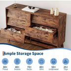 Commode à 6 tiroirs, commode vintage avec design biseauté, meuble TV de commode moderne pour chambre à coucher, salon, entrée et placard