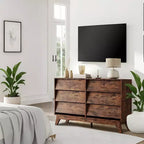 Commode à 6 tiroirs, commode vintage avec design biseauté, meuble TV de commode moderne pour chambre à coucher, salon, entrée et placard
