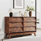 Commode à 6 tiroirs, commode vintage avec design biseauté, meuble TV de commode moderne pour chambre à coucher, salon, entrée et placard
