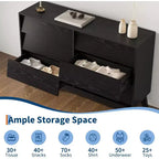 Commode à 6 tiroirs, commode vintage avec design biseauté, meuble TV de commode moderne pour chambre à coucher, salon, entrée et placard