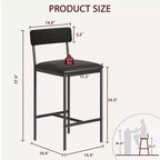 Table de cuisine et chaises de salle à manger pour 2 avec étagère de rangement et chaises rembourrées, ensemble table de bar pour petits espaces et appartements
