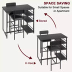 Table de cuisine et chaises de salle à manger pour 2 avec étagère de rangement et chaises rembourrées, ensemble table de bar pour petits espaces et appartements