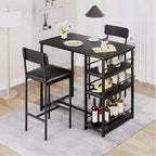 Table de cuisine et chaises de salle à manger pour 2 avec étagère de rangement et chaises rembourrées, ensemble table de bar pour petits espaces et appartements