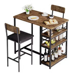 Table de cuisine et chaises de salle à manger pour 2 avec étagère de rangement et chaises rembourrées, ensemble table de bar pour petits espaces et appartements