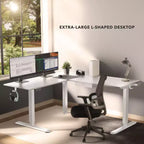 Mount-It! Bureau d'angle électrique réglable en hauteur XL, cadre blanc et plateau blanc