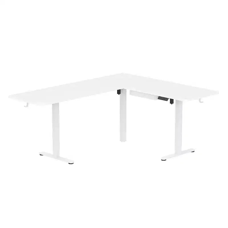 Mount-It! Bureau d'angle électrique réglable en hauteur XL, cadre blanc et plateau blanc