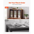 Organiseur de documents VEVOR, casier de bureau à 27 compartiments avec étagères amovibles, trieur de courrier en panneaux de particules de bois, marron