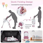 Chaise haute Acekool pour bébés, pliable, hauteur et inclinaison réglables avec plateau amovible pour un nettoyage facile, violet