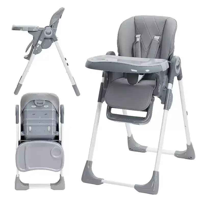 Chaise haute Acekool pour bébés, pliable, hauteur et inclinaison réglables avec plateau amovible pour un nettoyage facile, violet