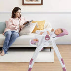 Chaise haute Acekool pour bébés, pliable, hauteur et inclinaison réglables avec plateau amovible pour un nettoyage facile, violet