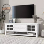 Meuble TV Acekool 54 pour téléviseurs jusqu'à 60 pouces, meuble de divertissement moderne avec rangement dissimulé, portes magnétiques silencieuses, console média en panneaux de fibres