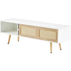 Meuble TV moderne Acekool pour salon, étagères réglables, pieds de table en bois robustes, meuble TV, montage facile
