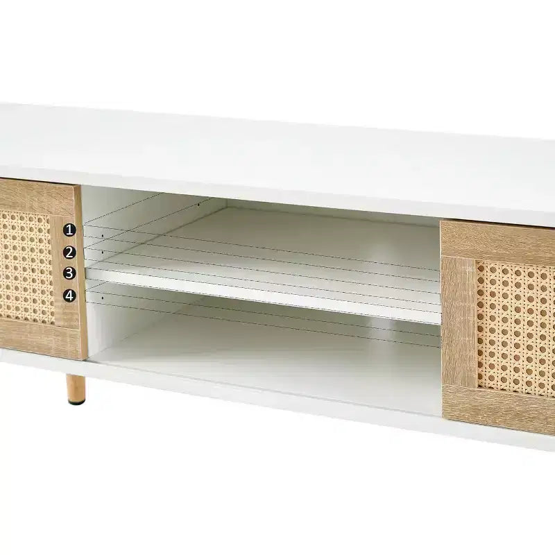 Meuble TV moderne Acekool pour salon, étagères réglables, pieds de table en bois robustes, meuble TV, montage facile