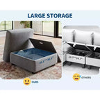 Canapé d'angle modulable GustoWave, grand canapé 9 places avec 2 poufs de rangement, canapé-lit moderne confortable en chenille à assise profonde