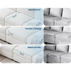 Canapé d'angle modulable GustoWave, grand canapé 9 places avec 2 poufs de rangement, canapé-lit moderne confortable en chenille à assise profonde