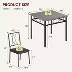 Ensemble de salle à manger carré 3 pièces pour 2 – Table et chaises rembourrées pour petits espaces