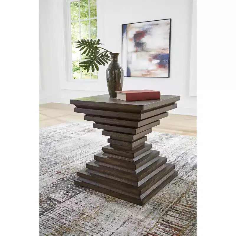 Table d'appoint contemporaine Ashley Hannodream de Signature Design – Fini chêne glacé brun chaud