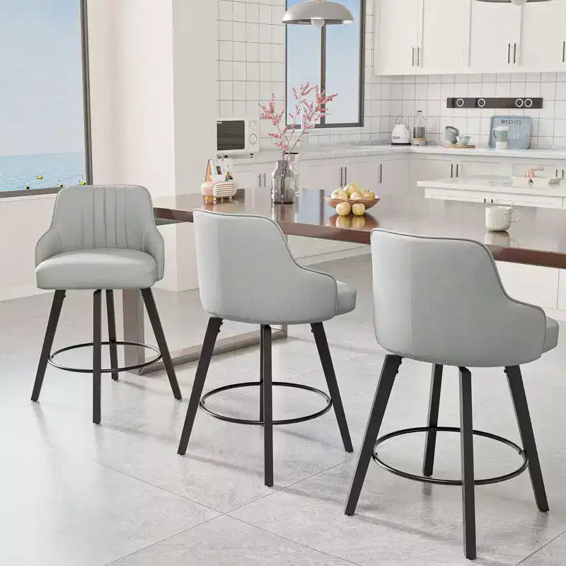 Tabouret de bar moderne Karl Home à pieds en bois, coussin épais et rotation à 360°
