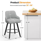 Tabouret de bar moderne Karl Home à pieds en bois, coussin épais et rotation à 360°