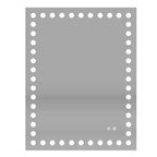 Miroir de salle de bain avec 3 lumières circulaires frontales blanches, miroir rectangulaire avec interrupteur tactile dimmable, anti-buée, mémoire, miroir mural de courtoisie incassable blanc
