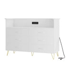 Commode de chambre avec lumières LED, commode à 6 tiroirs avec station de charge, commode de rangement en bois pour entrée