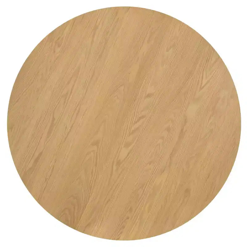 PexFix Table à manger ronde de 52 po pour 6 personnes, table à piédestal moderne avec base conique cannelée et plateau en MDF de bois, pour petits espaces, cuisine, salle à manger, café, naturelle